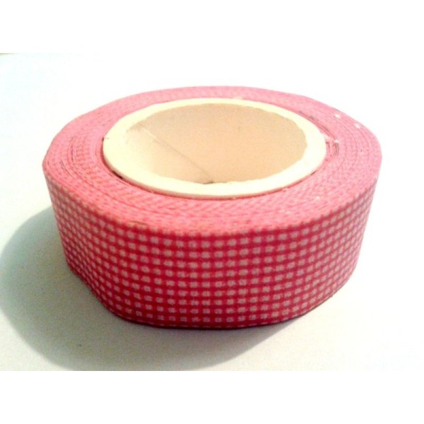 Rouleau de masking tape papier , fushia à carreaux - Photo n°1