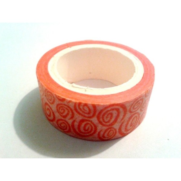 Rouleau de masking tape papier , arabesque orange - Photo n°1