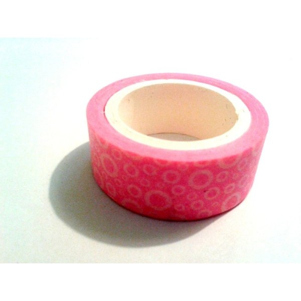 Rouleau de masking tape papier , bulles rose - Photo n°1