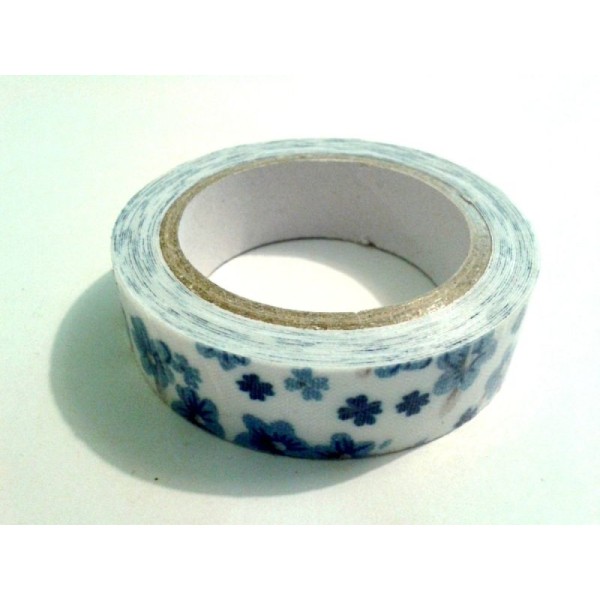Rouleau de masking tape tissu , fond blanc et pensée bleu - Photo n°1