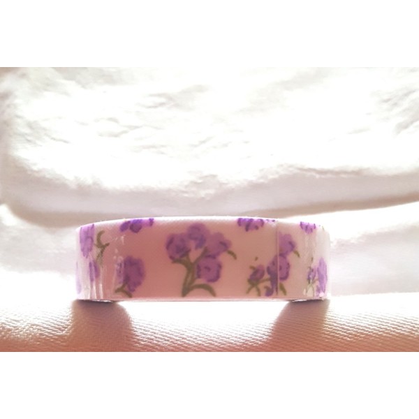 Rouleau de masking tape tissu , fond blanc et fleur violette - Photo n°1