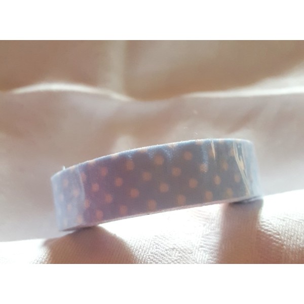 Rouleau de masking tape tissu , fond bleu ciel à pois blanc - Photo n°1