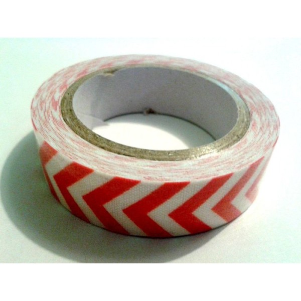 Rouleau de masking tape tissu , chevron rouge / blanc - Photo n°1