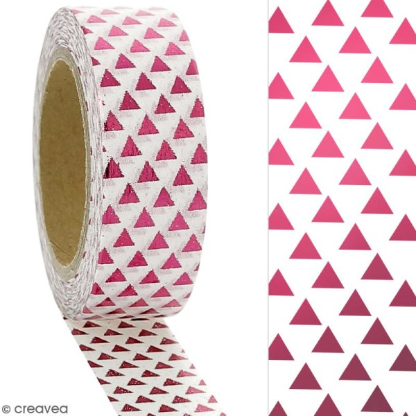 Masking tape Foil Triangles roses - 1,5 cm x 10 m - Photo n°2