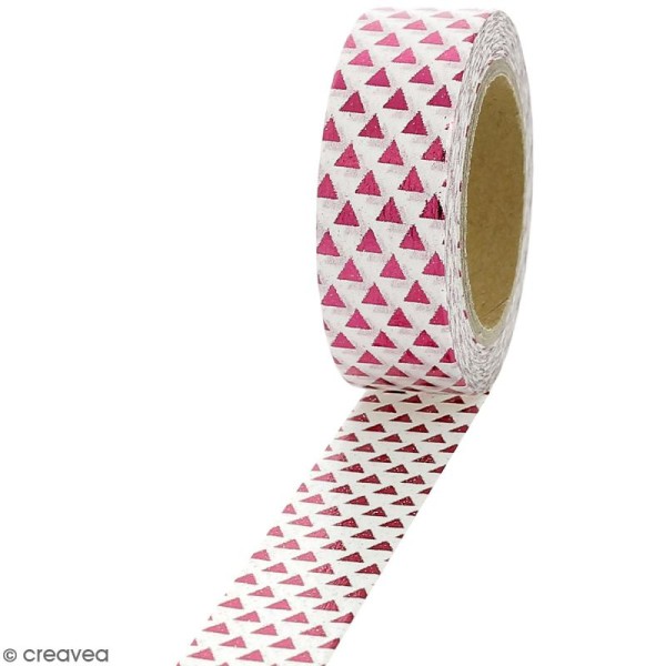 Masking tape Foil Triangles roses - 1,5 cm x 10 m - Photo n°1