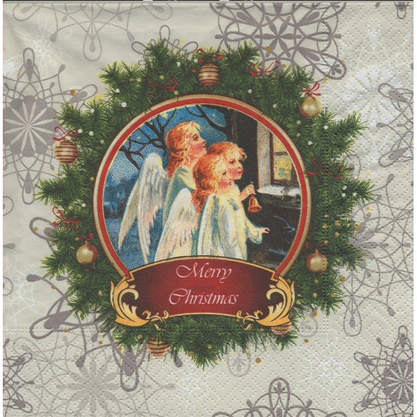 4 Serviettes en papier Anges Chantent Noël Format Lunch Decoupage Decopatch 60718 Paper+Design - Photo n°1
