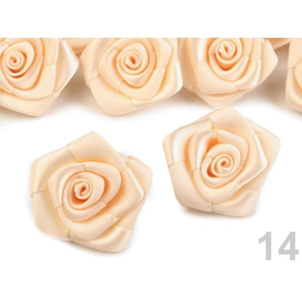 5pc 14 Saumon Rose Satin Ø30mm, Coudre-sur Appliques de Fleurs, de Vêtements, de Chaussures Décor Et - Photo n°1