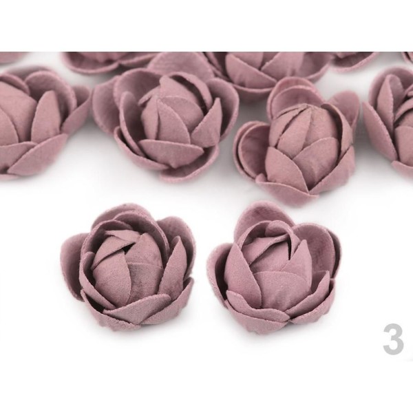8pc 3 Violet Lilas Textile, Fleur, Rose Bud Ø30mm, d'Autres Fleurs À Coudre Ou à coller Sur, des Vêt - Photo n°1