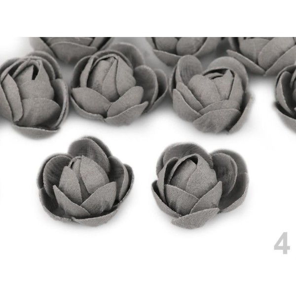 8pc 4grey Textile, Fleur, Rose Bud Ø30mm, d'Autres Fleurs À Coudre Ou à coller Sur, des Vêtements, d - Photo n°1