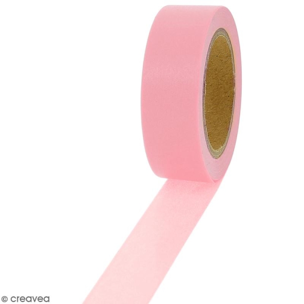 Masking tape Rose uni - 1,5 cm x 10 m - Photo n°1