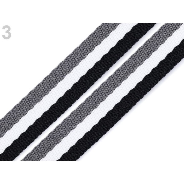 5m 3grey Pantalon Noir Bande Latérale / Tricolore Garniture Largeur 10mm, des Rayures, des Tresses E - Photo n°1