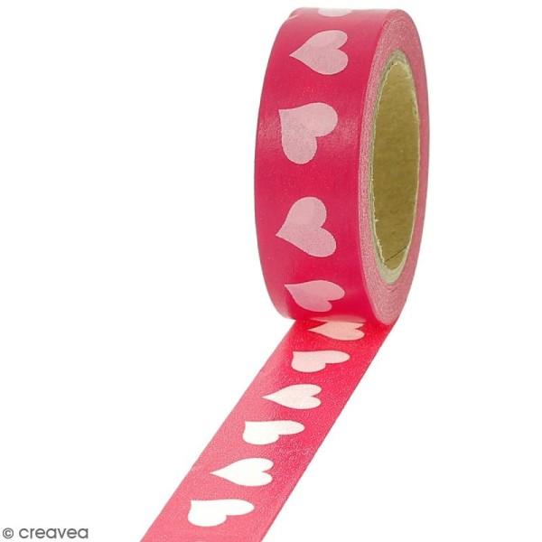 Masking tape Coeurs roses - 1,5 cm x 10 m - Photo n°1