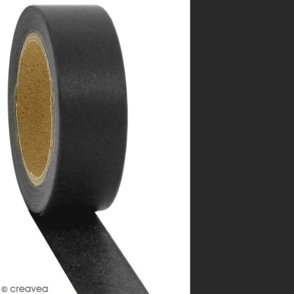Masking tape Black uni - 1,5 cm x 10 m - Photo n°2