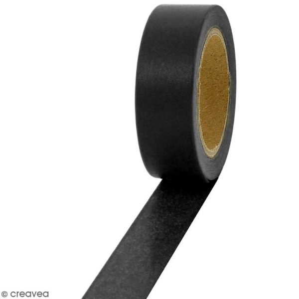 Masking tape Noir uni - 1,5 cm x 10 m - Photo n°1