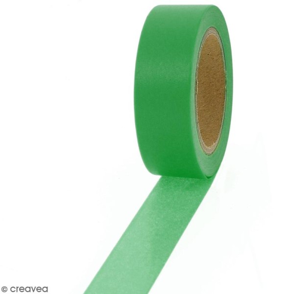 Masking tape Vert sinople uni - 1,5 cm x 10 m - Photo n°1