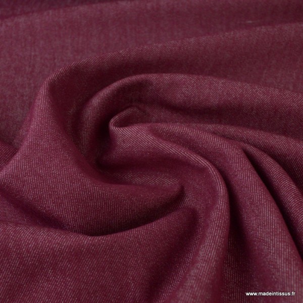 Tissu jean stretch coloris bordeaux x1m - Photo n°2