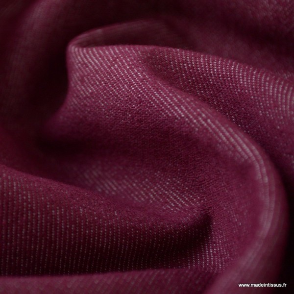 Tissu jean stretch coloris bordeaux x1m - Photo n°3