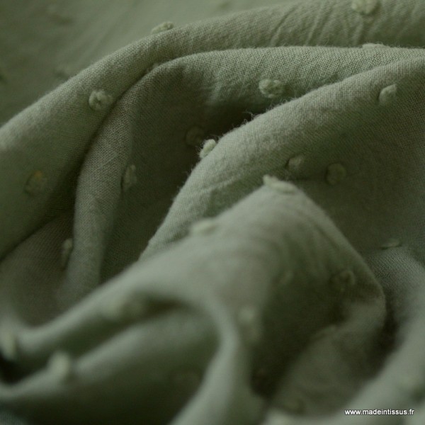 Tissu plumetis voile de coton Kaki - Photo n°3
