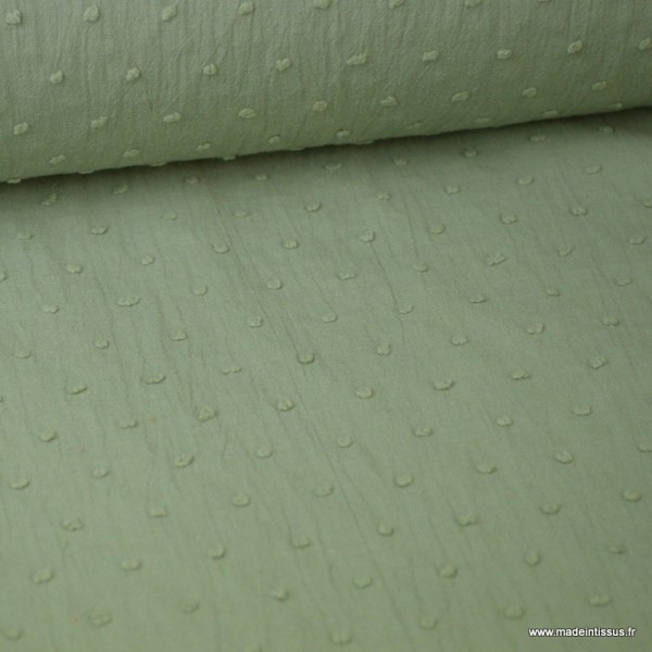 Tissu plumetis voile de coton Kaki - Photo n°1
