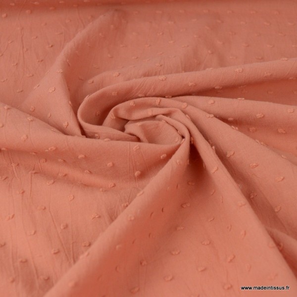 Tissu plumetis voile de coton Marsala - Photo n°2