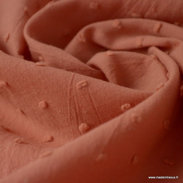 Tissu plumetis voile de coton Marsala - Photo n°3