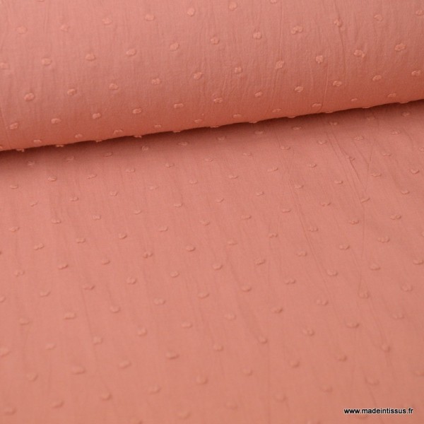 Tissu plumetis voile de coton Marsala - Photo n°1
