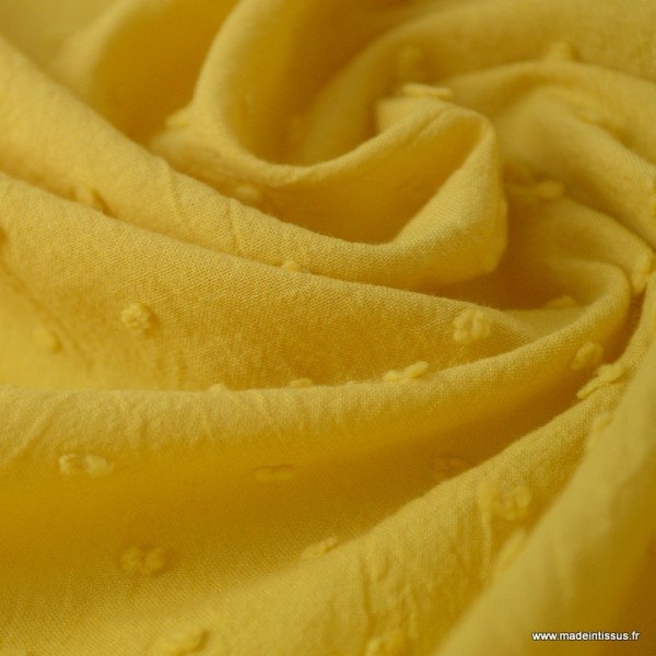 Tissu plumetis voile de coton Moutarde - Photo n°3