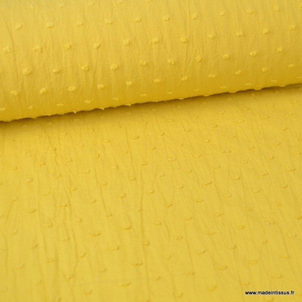 Tissu plumetis voile de coton Moutarde - Photo n°1