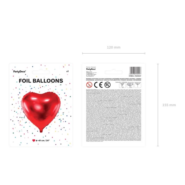 Ballon métallique coeur rouge - Photo n°2