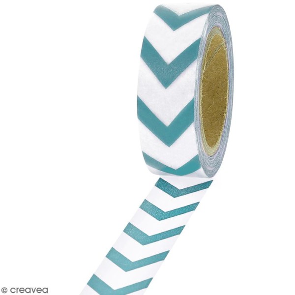Masking tape Chevrons bleus sur fond blanc - 1,5 cm x 10 m - Photo n°1