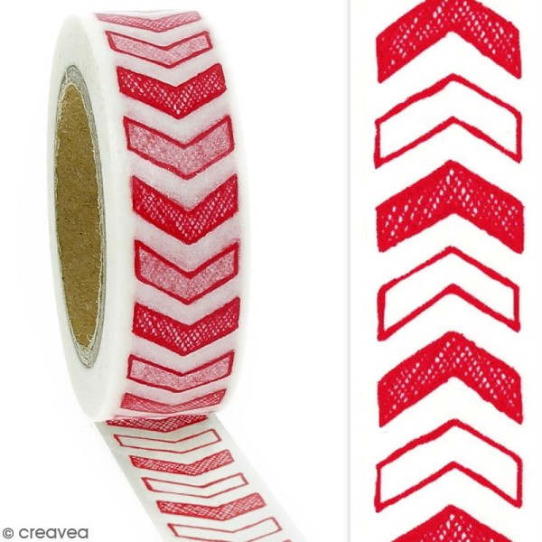 Masking tape Chevrons rouges sur fond blanc - 1,5 cm x 10 m - Photo n°2