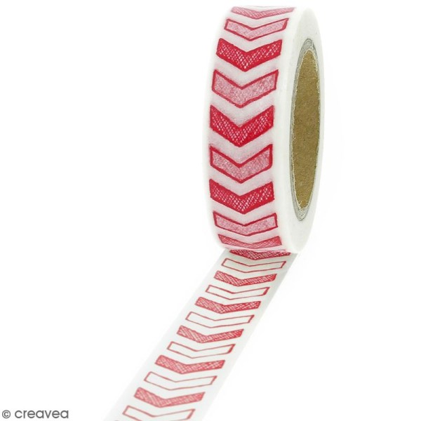Masking tape Chevrons rouges sur fond blanc - 1,5 cm x 10 m - Photo n°1