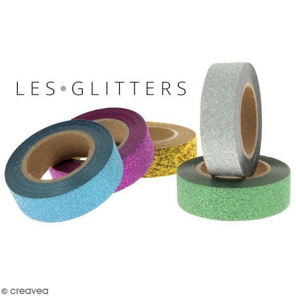 Masking tape Glitter Gris argenté - Résistant - 1,5 cm x 5 m - Photo n°3