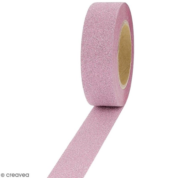Masking tape Glitter Rose - Résistant - 1,5 cm x 10 m - Photo n°1