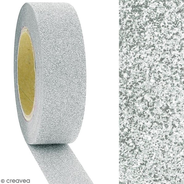 Masking tape Glitter Gris - Résistant - 1,5 cm x 10 m - Photo n°2