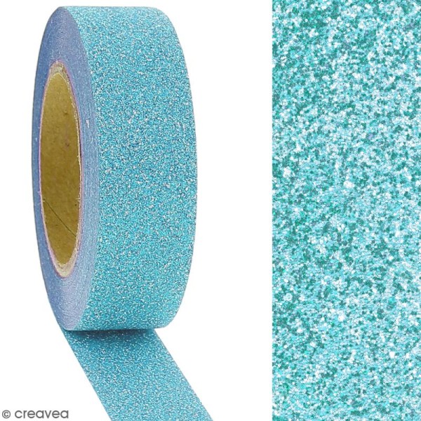 Masking tape Glitter Bleu clair - Résistant - 1,5 cm x 10 m - Photo n°2