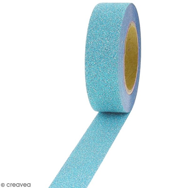 Masking tape Glitter Bleu clair - Résistant - 1,5 cm x 10 m - Photo n°1