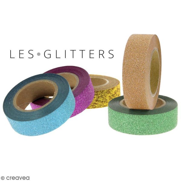 Masking tape Glitter - Beige champagne - Résistant - 1,5 cm x 10 m - Photo n°3