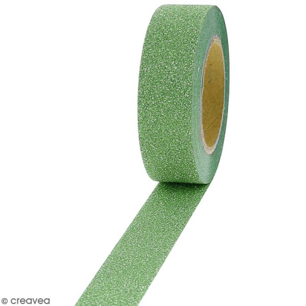 Masking tape Glitter Vert - Résistant - 1,5 cm x 10 m - Photo n°1