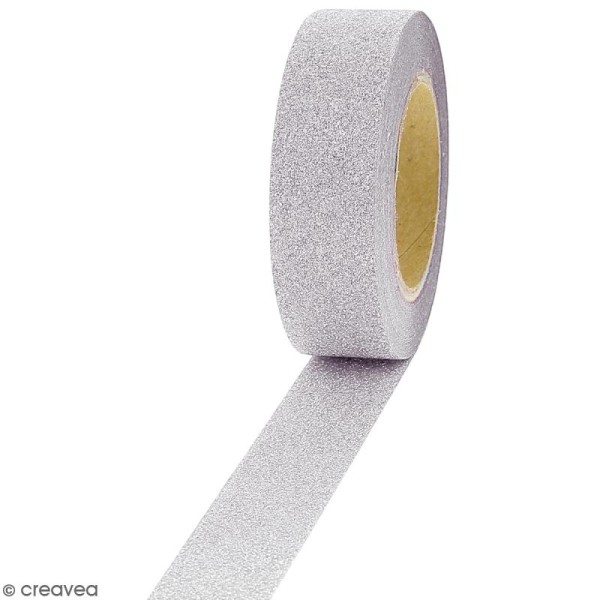 Masking tape Glitter Gris clair - Résistant - 1,5 cm x 10 m - Photo n°1