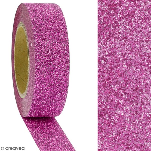 Masking tape Glitter Rose foncé - Résistant - 1,5 cm x 10 m - Photo n°2