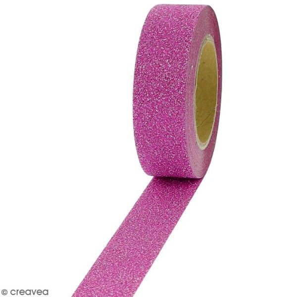 Masking tape Glitter Rose foncé - Résistant - 1,5 cm x 10 m - Photo n°1