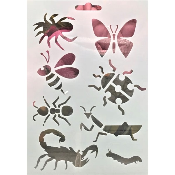 POCHOIR PLASTIQUE 18*12cm : animaux insectes (01) - Photo n°1
