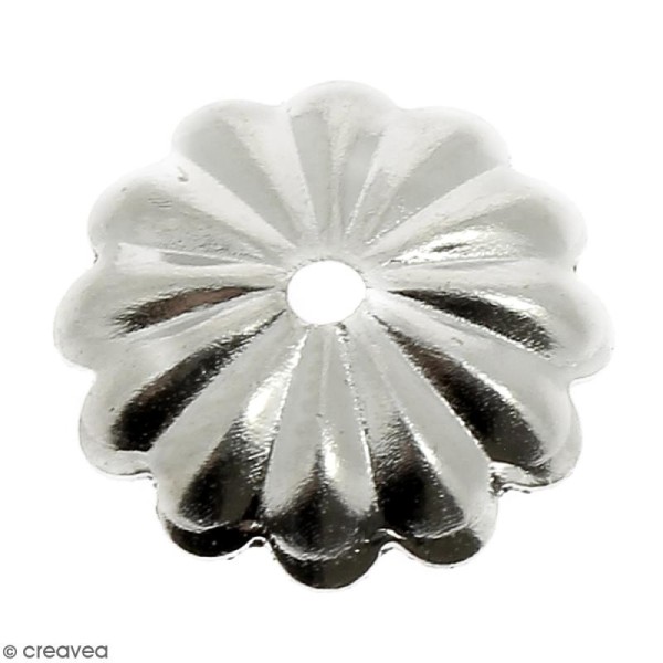 Coupelle forme fleur pour perles - Métal argenté - 10 mm - Photo n°1