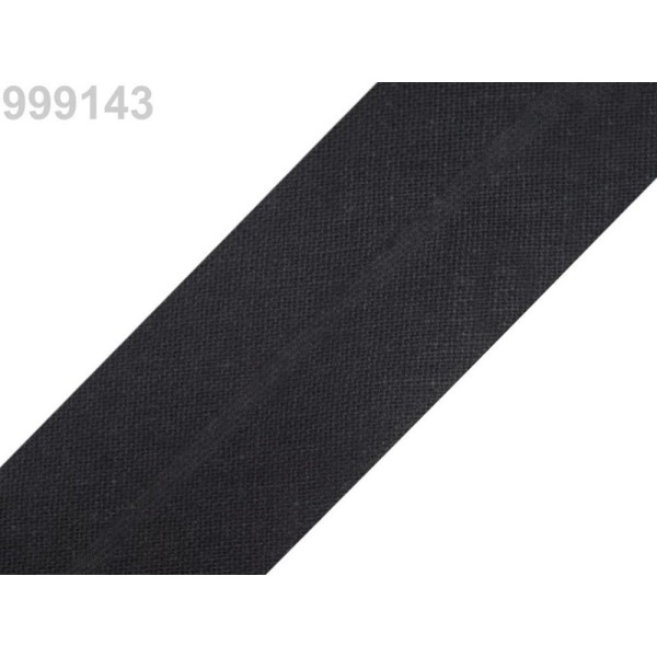 25m 999 143 Noir Seul Pli de Biais de Coton Largeur 30mm, Et les Autres bandes Pliées, Mercerie, - Photo n°1