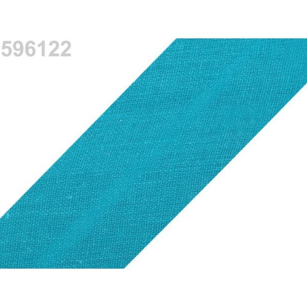25m 596 122 Curaçao Bleu Seul Pli de Biais de Coton Largeur 30mm, Et les Autres bandes Pliées, Merce - Photo n°1