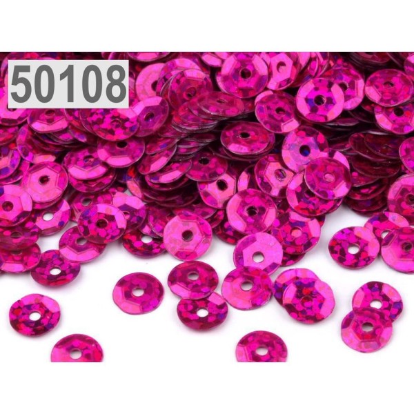50g Rose Sharp Creuse Paillettes 6mm, Hologramme, Et de Paillettes, des Paillettes, Ruban, Mercerie - Photo n°1