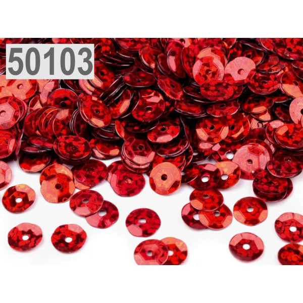 50g Rouge Foncé en forme de Coupe Paillettes 6mm, Hologramme, Et de Paillettes, des Paillettes, Ruba - Photo n°1