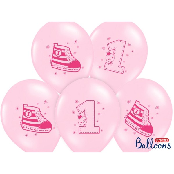 Ballon premier anniversaire rose - Photo n°2