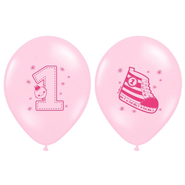 Ballon premier anniversaire rose - Photo n°1